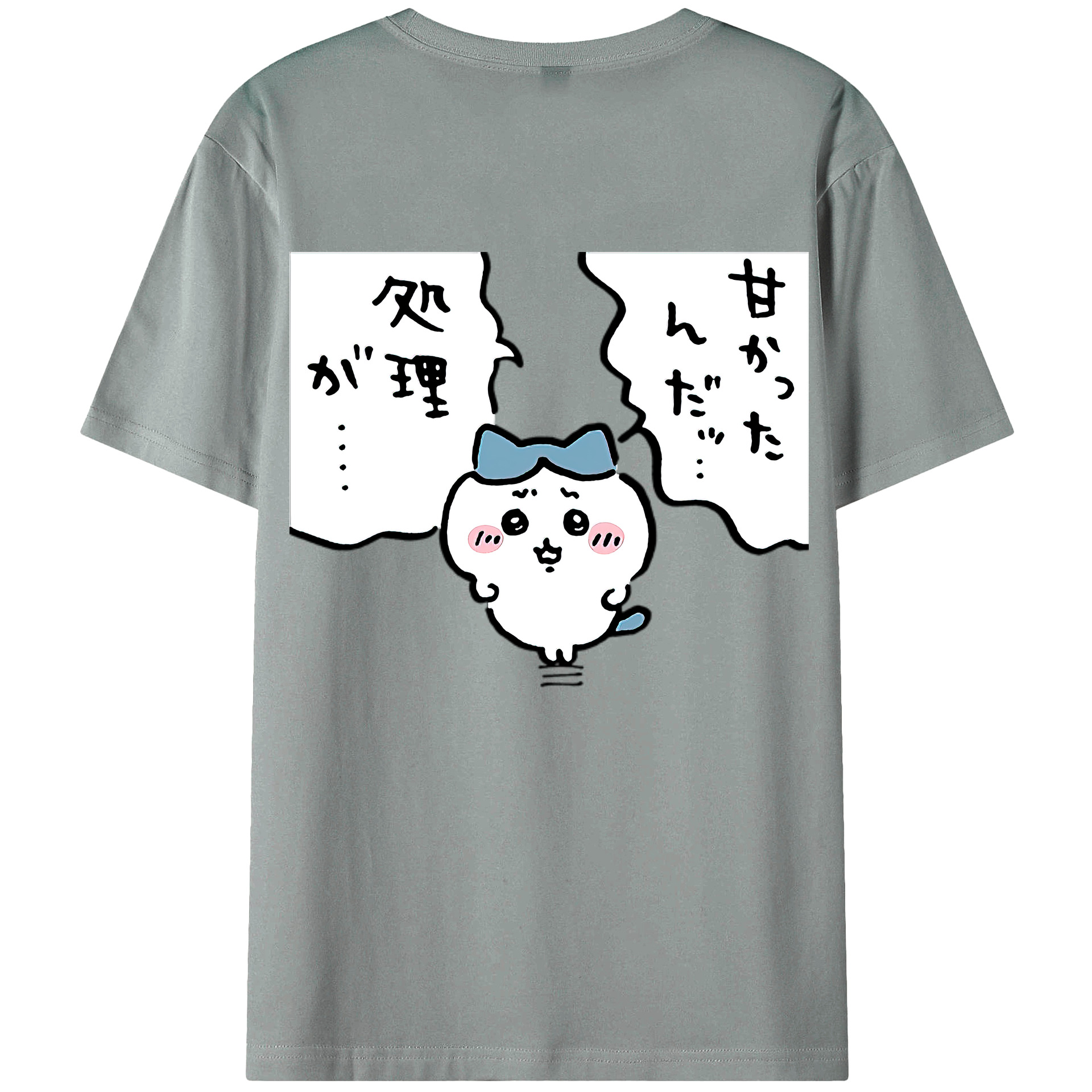 （画像用） ちいかわ ハチワレ Chii-kawa hachiware 綿100％ メンズ半袖Tシャツ（バックプリント） 通気性